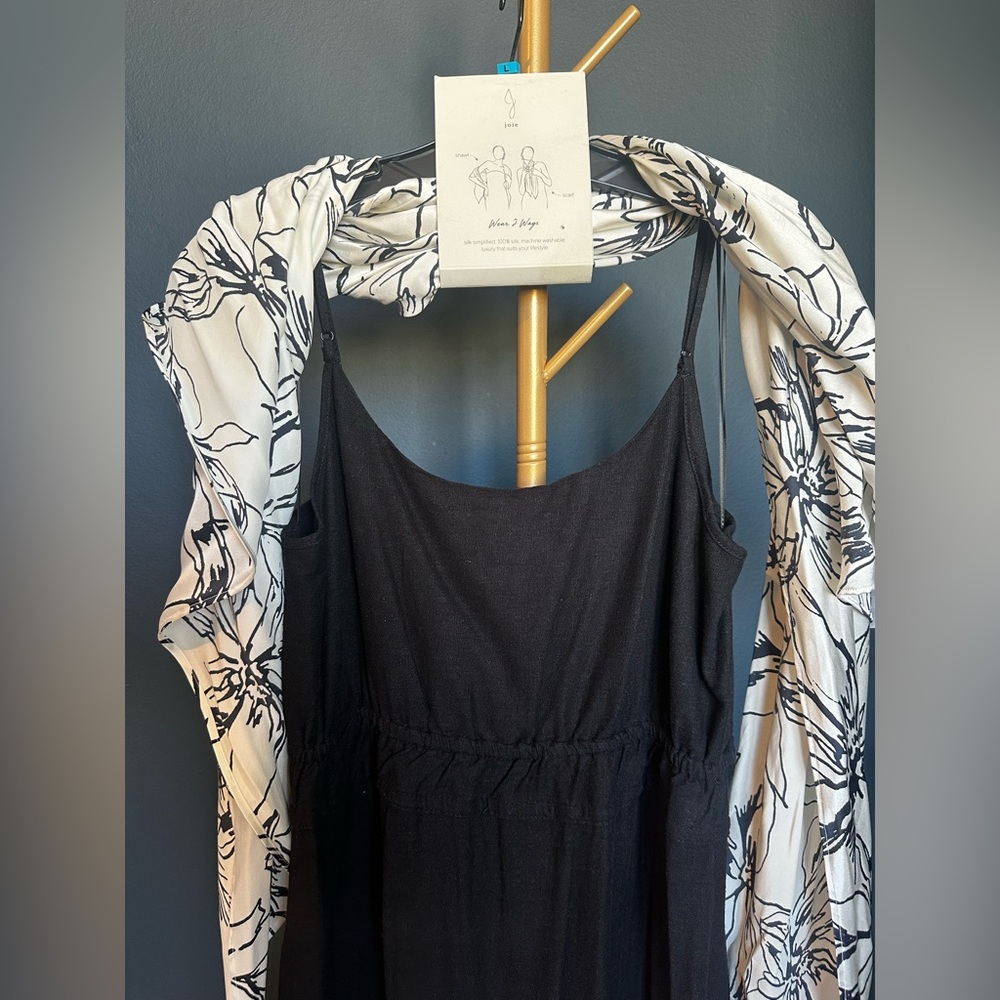 Joie Black Dress with Silk Floral Scarf - Picture 6 of 12